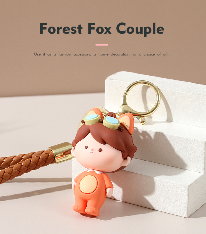 Forest Fox Couple Key Chain