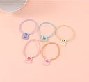 Simple Fabric Label Twist Hair Tie 5 Pieces