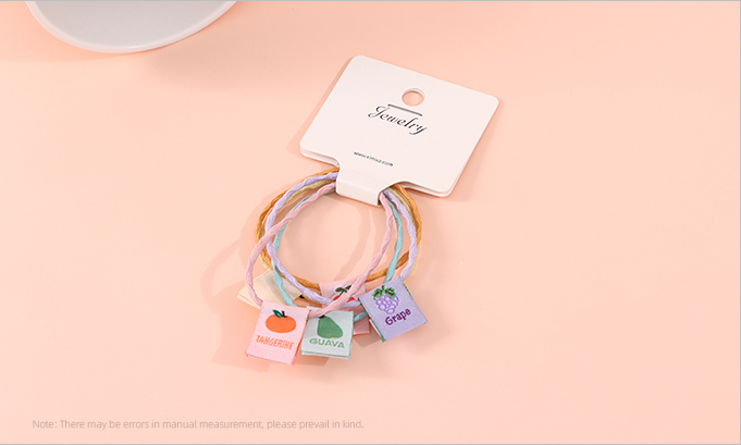 Simple Fabric Label Twist Hair Tie 5 Pieces