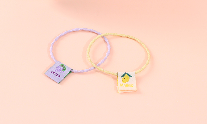 Simple Fabric Label Twist Hair Tie 5 Pieces