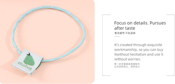 Simple Fabric Label Twist Hair Tie 5 Pieces