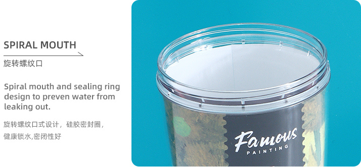 Famous Painting Series Double Layers Anti-scald Plastic Coffee Cup 520ml/17.5fl.oz.(Sunflower)