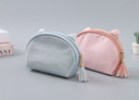 Cat Ears Holographic Plaid Makeup Bag