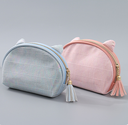 Cat Ears Holographic Plaid Makeup Bag