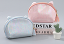 Cat Ears Holographic Plaid Makeup Bag
