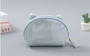 Cat Ears Holographic Plaid Makeup Bag