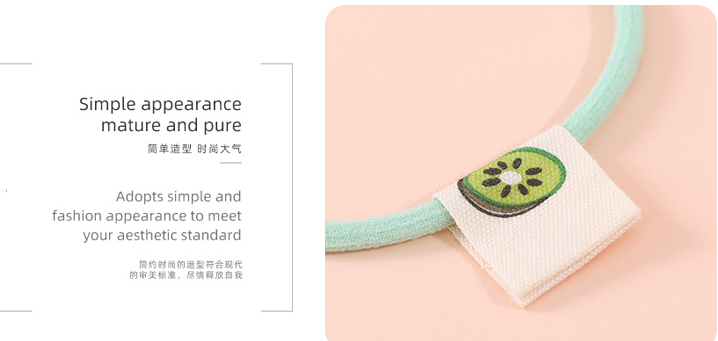 Simple Fabric Label Nylon Hair Tie 5 Pieces