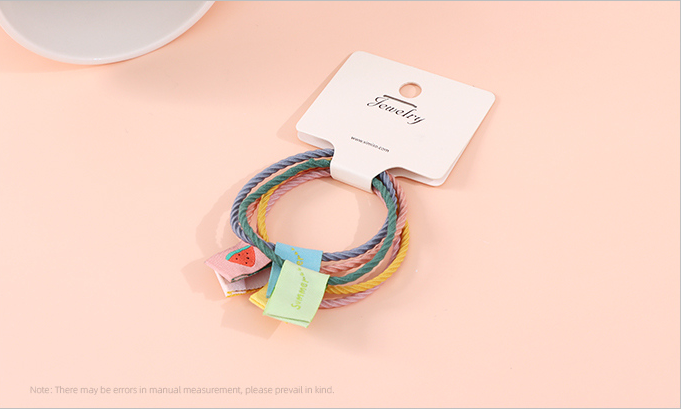 Simple Fabric Label Screw Thread Shaped Hair Tie 5 Pieces