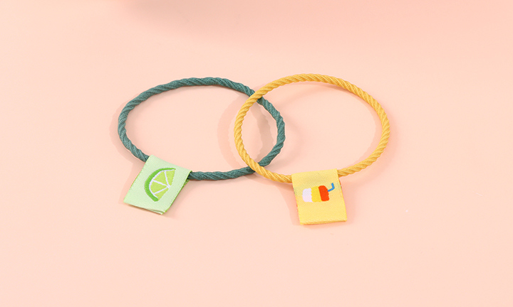 Simple Fabric Label Screw Thread Shaped Hair Tie 5 Pieces