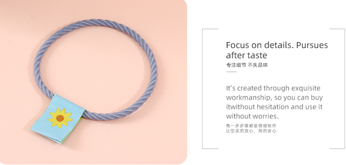 Simple Fabric Label Screw Thread Shaped Hair Tie 5 Pieces