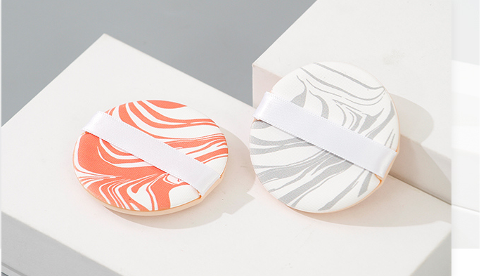 Dual Color Cushion Puffs (Salmon and Marble Patterns)