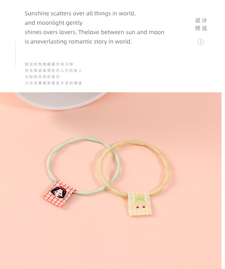 Simple Fabric Label Dotted Hair Tie 5 Pieces