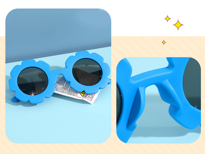 Lovely Flower Flexible TPE Sunglasses for Kids (Blue) (5-12Y)