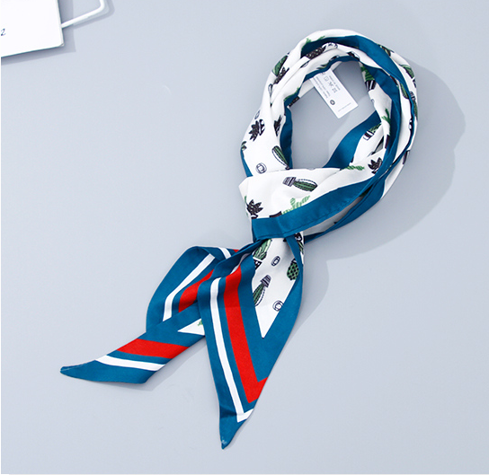 Botanical Elements Angled Long Neckerchief - Beige