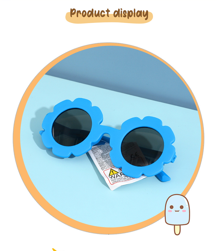 Lovely Flower Flexible TPE Sunglasses for Kids (Blue) (5-12Y)