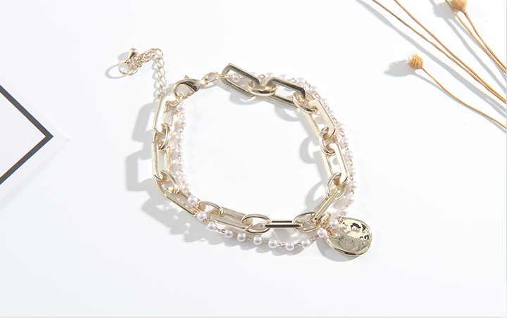 Imitation Pearls Chain Double-Layer Bracelet