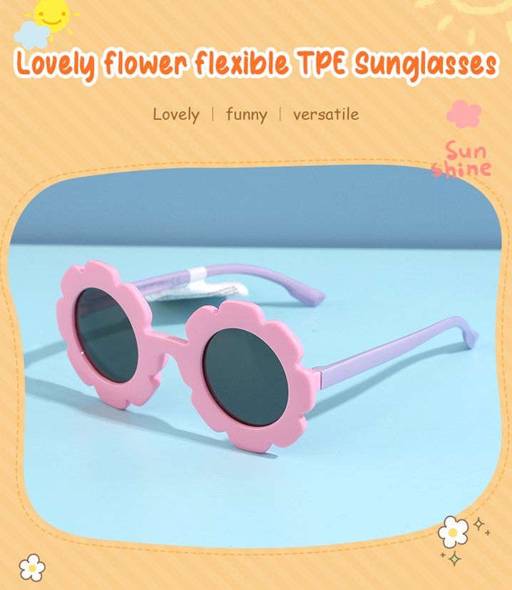 Lovely Flower Flexible TPE Sunglasses for Kids (Pink) (5-12Y)