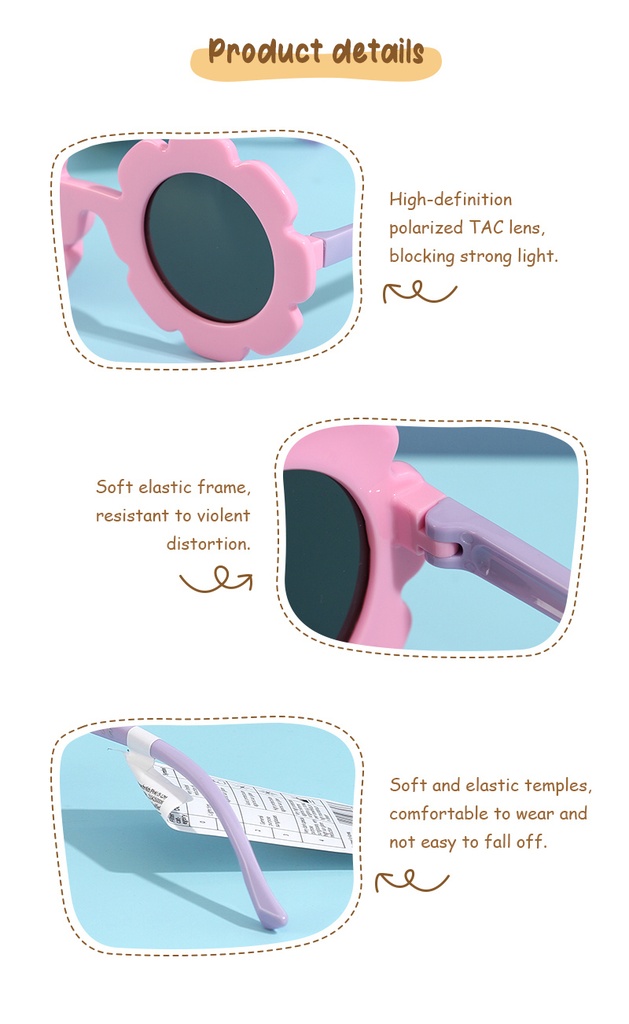 Lovely Flower Flexible TPE Sunglasses for Kids (Pink) (5-12Y)