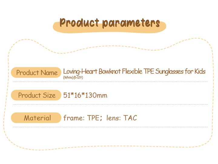 Loving-Heart Bowknot Flexible TPE Sunglasses for Kids (White) (5-12Y)