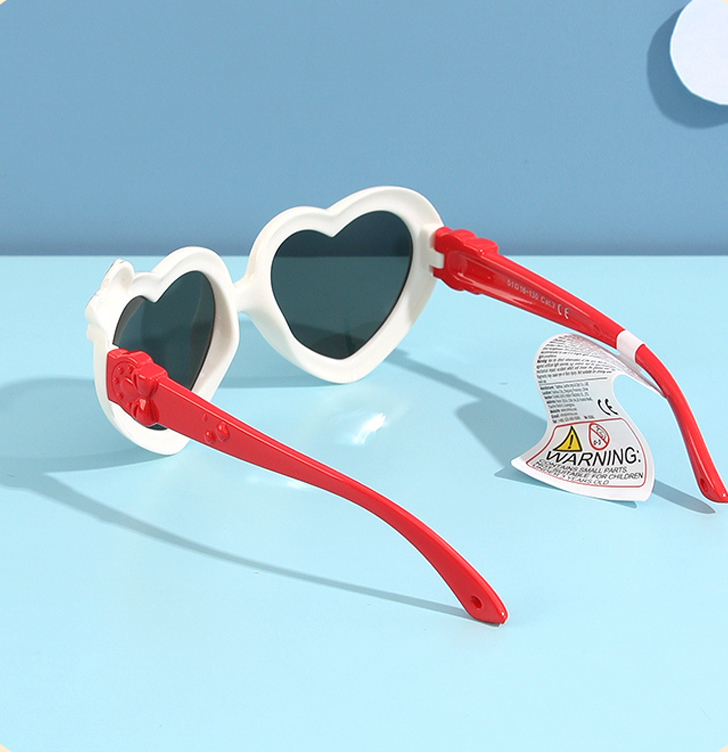 Loving-Heart Bowknot Flexible TPE Sunglasses for Kids (White) (5-12Y)