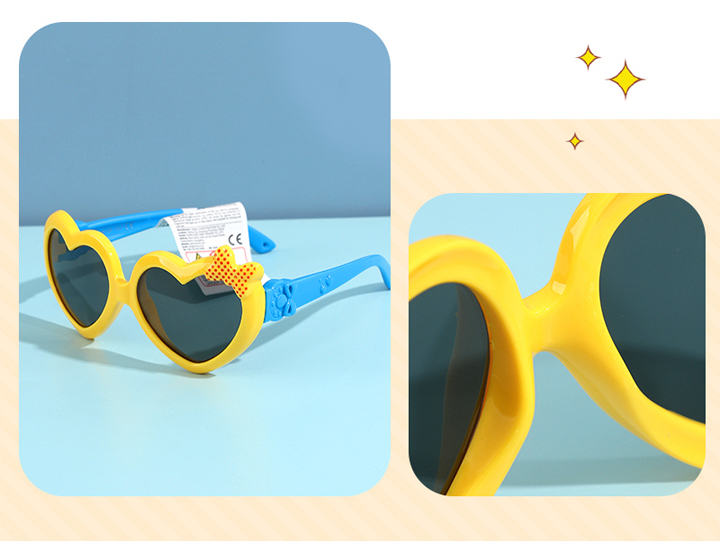Loving-Heart Bowknot Flexible TPE Sunglasses for Kids (Yellow) (5-12Y)