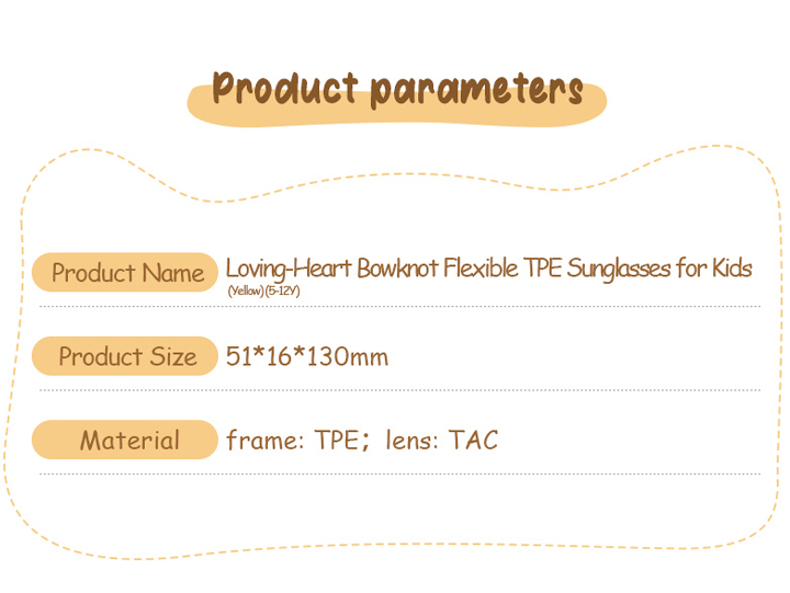 Loving-Heart Bowknot Flexible TPE Sunglasses for Kids (Yellow) (5-12Y)