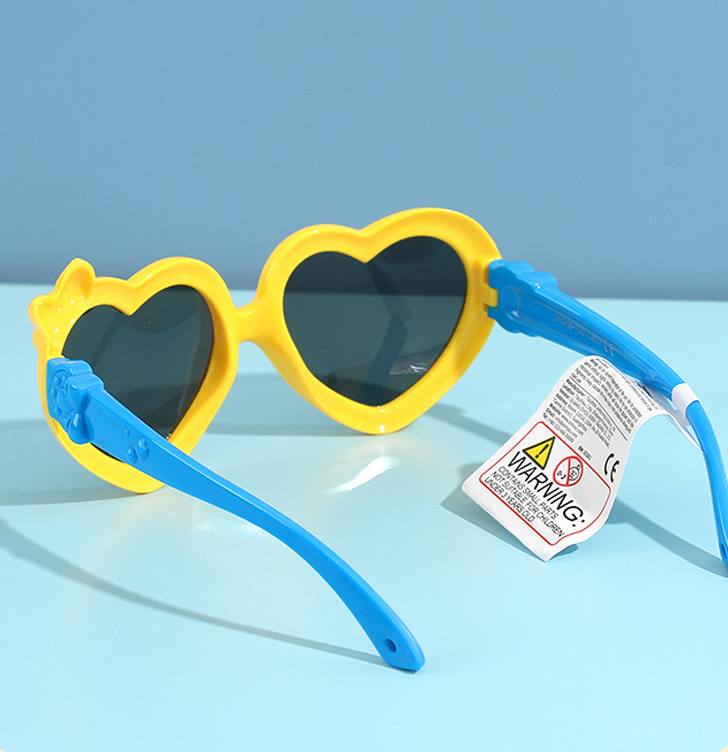 Loving-Heart Bowknot Flexible TPE Sunglasses for Kids (Yellow) (5-12Y)