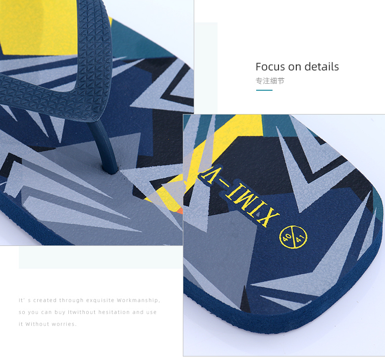 Geometric Contrast Color Flip Flops for Men 
