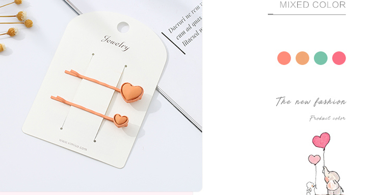 Solid Color Hearts Hairpins Set