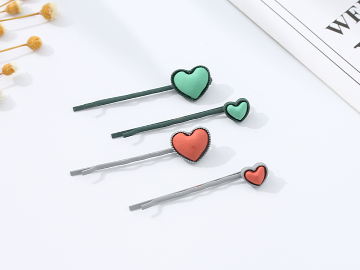 Solid Color Hearts Hairpins Set