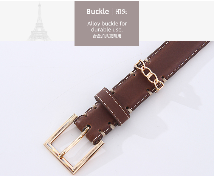 Square Buckle Leather Belt  For Women