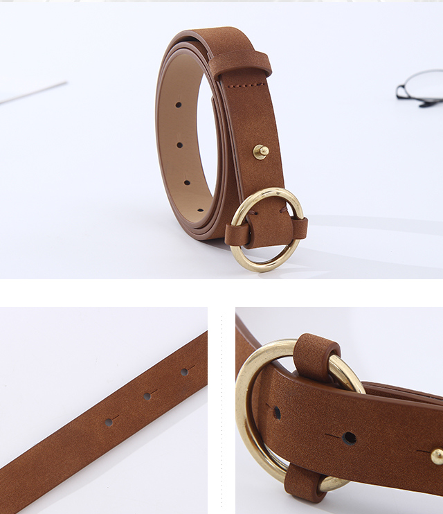 Vintage Style Frosted Leather Belt  For Women