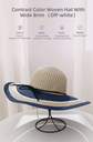 Contrast Color Woven Hat With Wide Brim （Off-white）