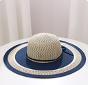 Contrast Color Woven Hat With Wide Brim （Off-white）
