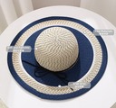 Contrast Color Woven Hat With Wide Brim （Off-white）