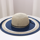 Contrast Color Woven Hat With Wide Brim （Off-white）