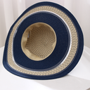 Contrast Color Woven Hat With Wide Brim （Off-white）