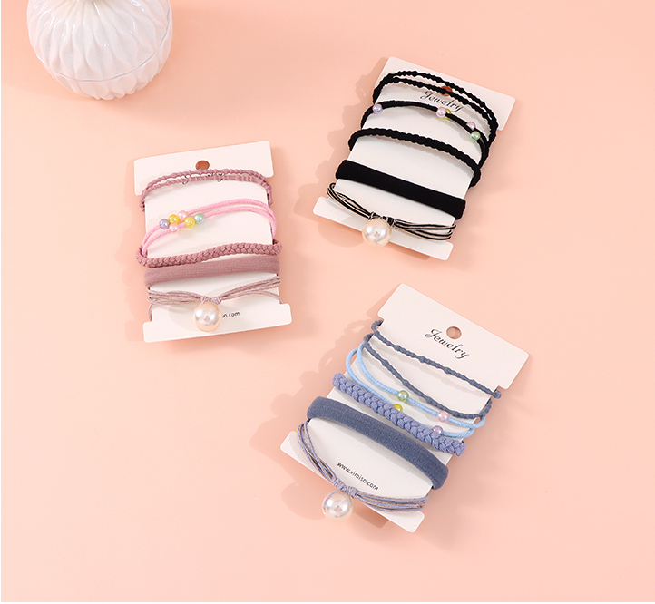 Simple Artificial Pearl Knitting Hair Tie Set of 5 PCS