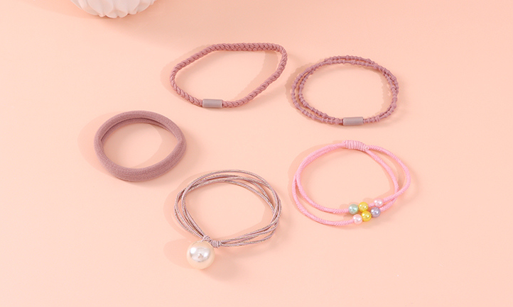 Simple Artificial Pearl Knitting Hair Tie Set of 5 PCS