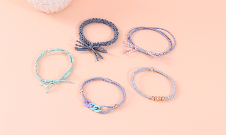 Simple Rings Bow Hair Tie Set of 5 PCS