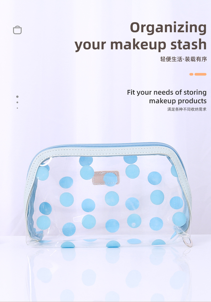 Dot Pattern Transparent Makeup Bag（assorted colours）