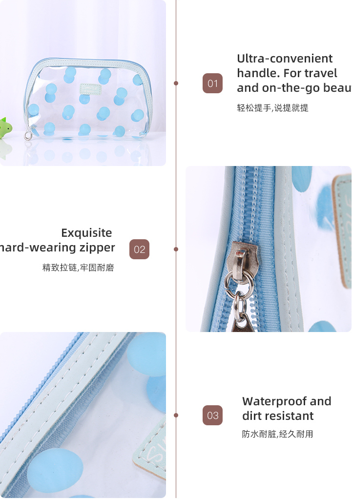 Dot Pattern Transparent Makeup Bag（assorted colours）