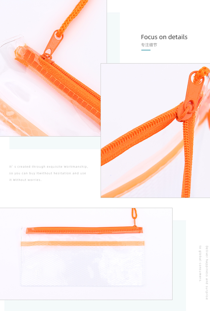 Transparent PVC Zipper Paper File(23.5*11.5*0.1cm)