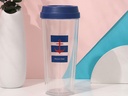 Marine Style Anti-Scald Double Wall Plastic Coffee Mug (Blue)(520ml/17.5fl.oz.)