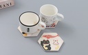 Diatomite Fortune Cat Hexagon Drink Coaster