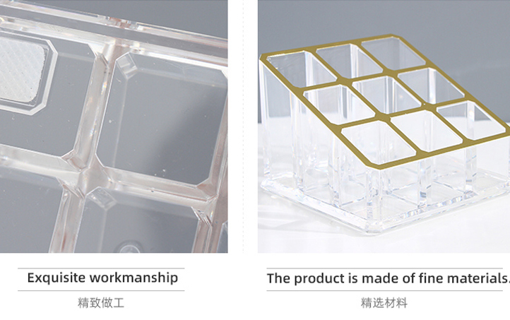 9 Compartments Gold-Plated Plastic Lipstick Organizer
