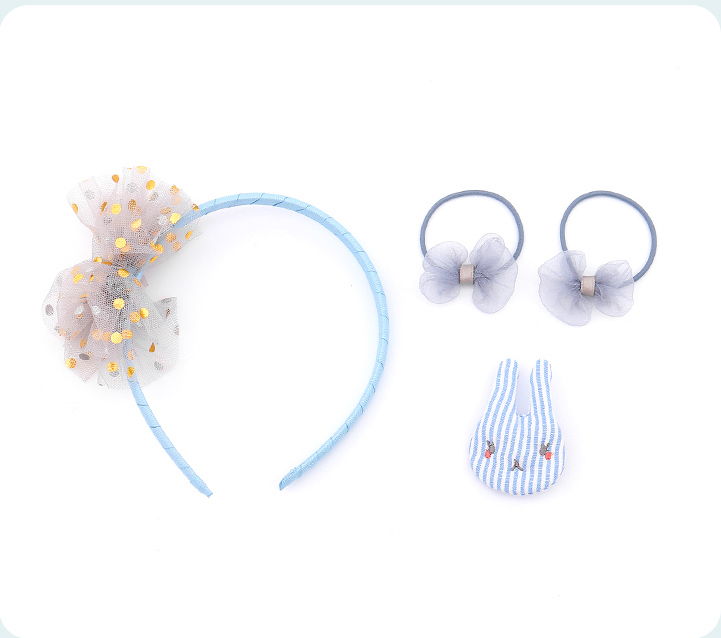 Blue Cute Bunny Kids Headwear Set