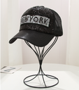 Sequined Letter Grid Baseball Cap(Black)