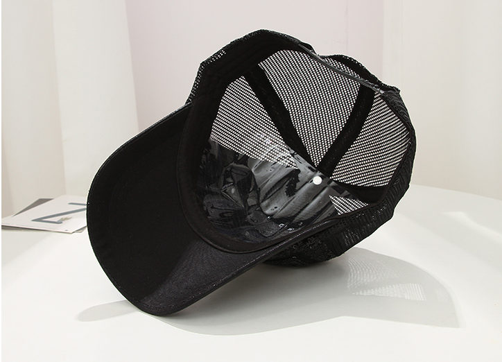 Sequined Letter Grid Baseball Cap(Black)