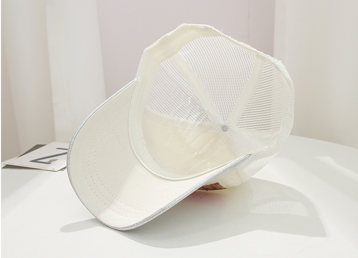 Sequined Letter Grid Baseball Cap(White)